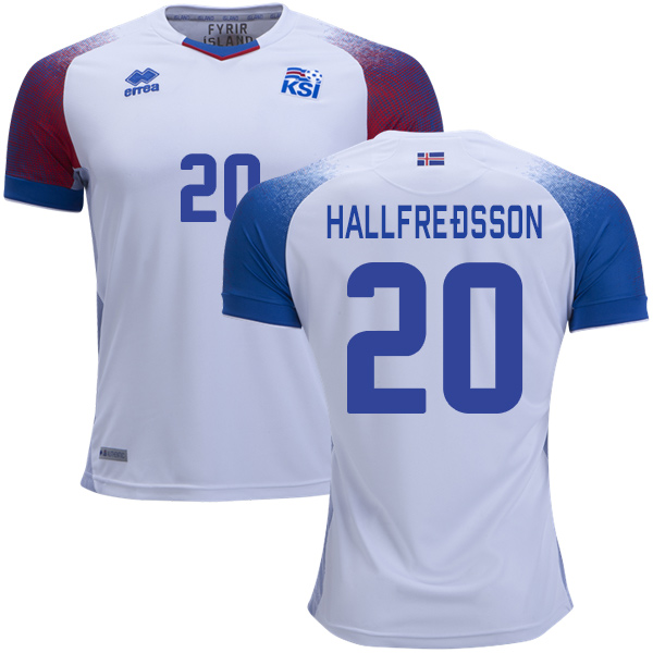 Iceland #20 Hallfredsson Away Soccer Country Jersey